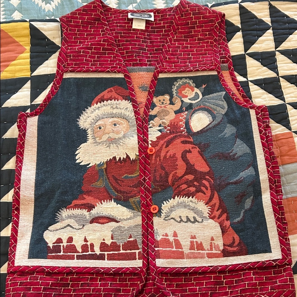 Vintage tapestry Santa Vest
